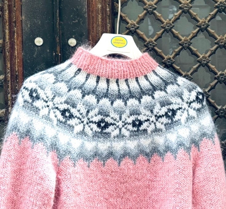 Pink sweater in wool and mohair