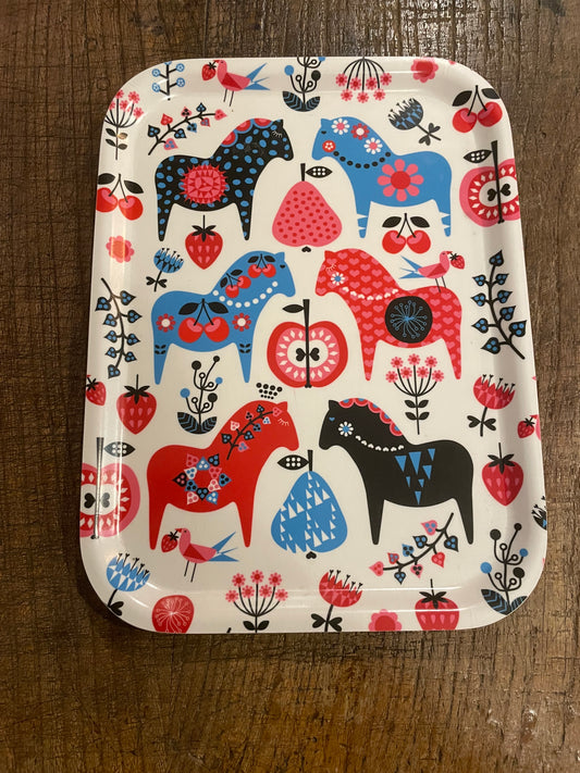 BIRCHWOOD TRAY SWEDISH DALA HORSES