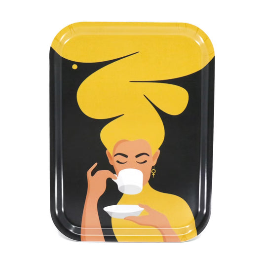 Tray | 20x27 cm | Coffee Woman | yellow