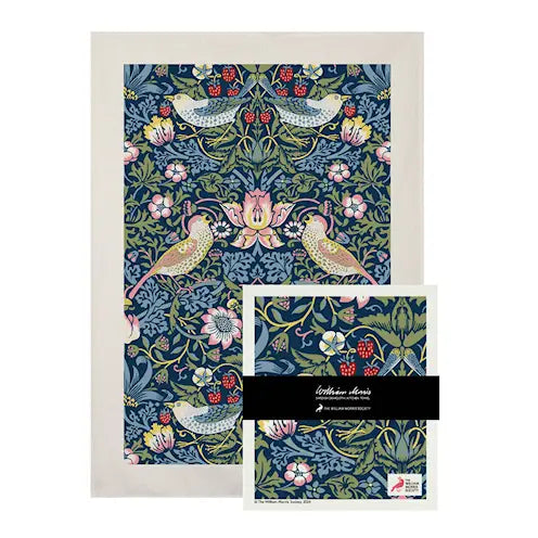 William Morris set tea towel & dishcloth Strawberry thief