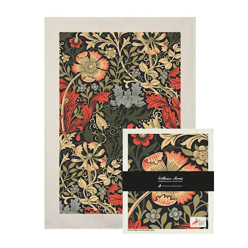William Morris set kitchen towel & dishcloth Compton blue