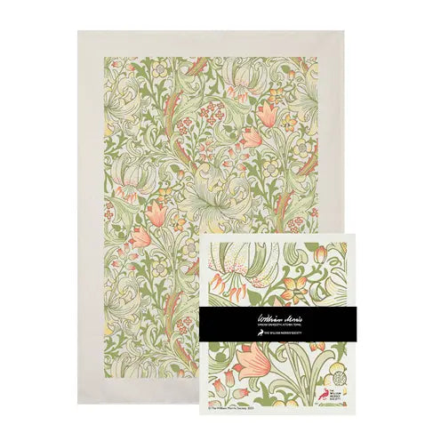 William Morris set tea towel & dishcloth Golden lily