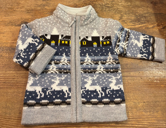 Cozy Wool Knit kids Cardigan with Fleece Collar